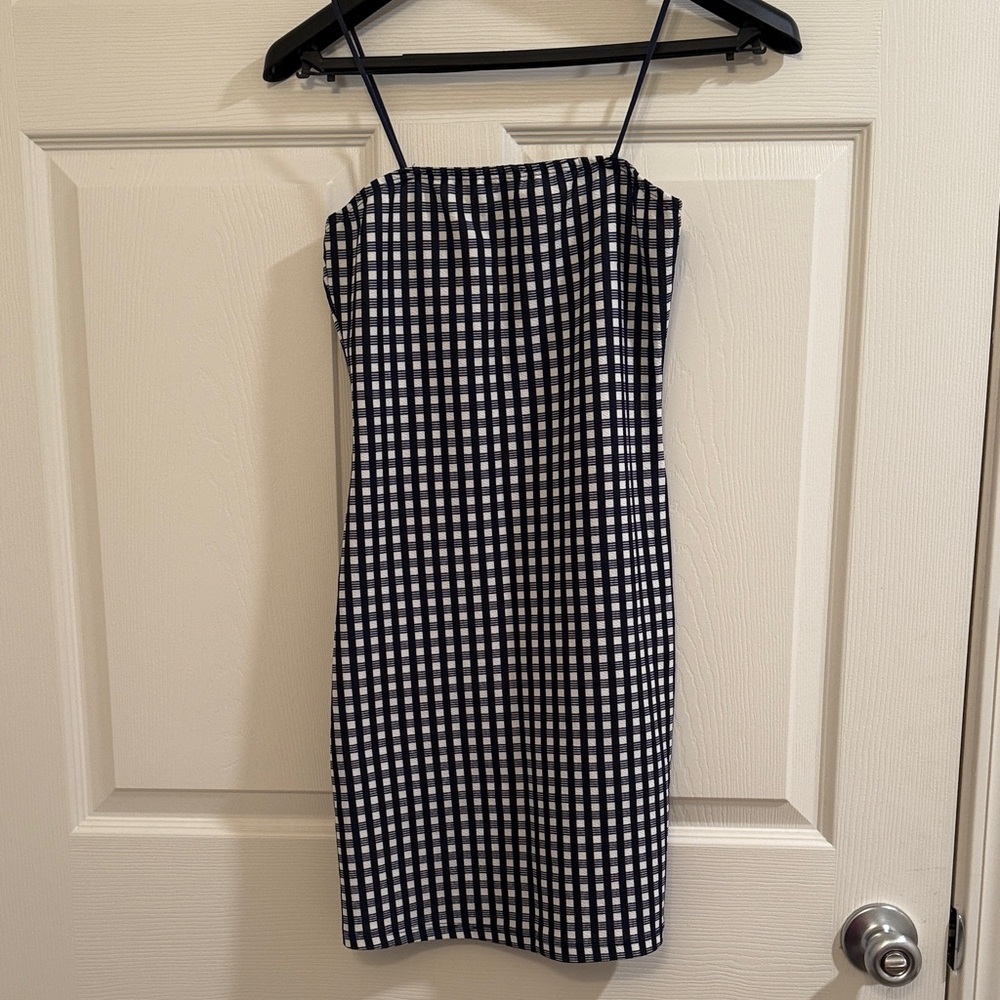 SHEIN BlueNavy and White Gingham Mini Dress